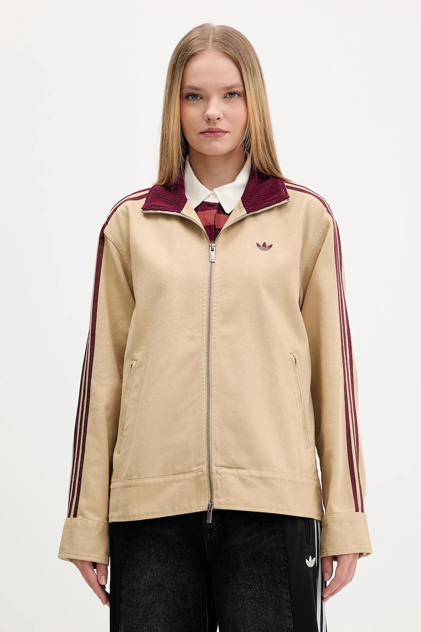 adidas Originals geacă de bumbac culoarea bej, de tranzitie, KF2312