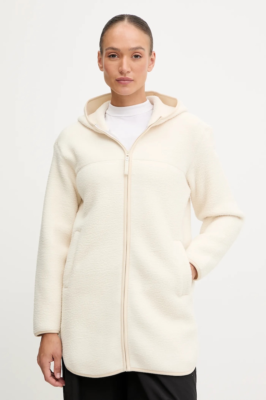 Helly Hansen hanorac fleece MAUD PILE culoarea bej, cu glugă, uni, 54623