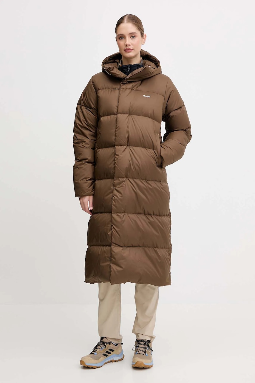 Haglöfs geacă de puf culoarea maro, 607775