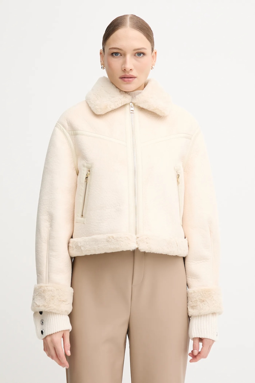 Gaudi geacă culoarea bej, de iarnă, 521BD39002 Gaudi geacă culoarea bej, de iarnă, 521BD39002