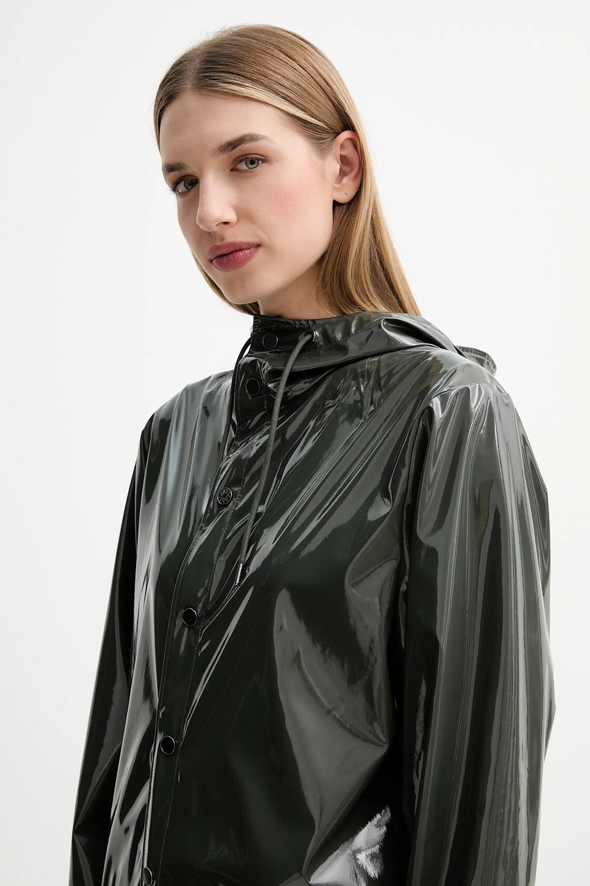 Μπουφάν Rains 12020 Long Jacket χρώμα: πράσινο, 12020 φωτογραφία