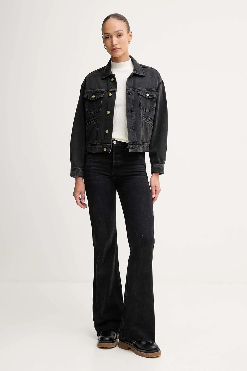 Джинсовая куртка Pepe Jeans цвет чёрный демисезонная oversize PL40243329W0