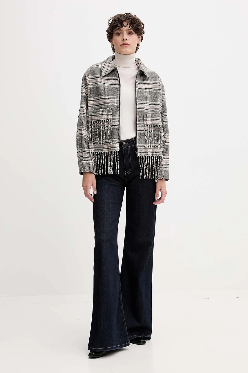 Куртка с добавлением шерсти Pepe Jeans цвет серый демисезонная PL4024341