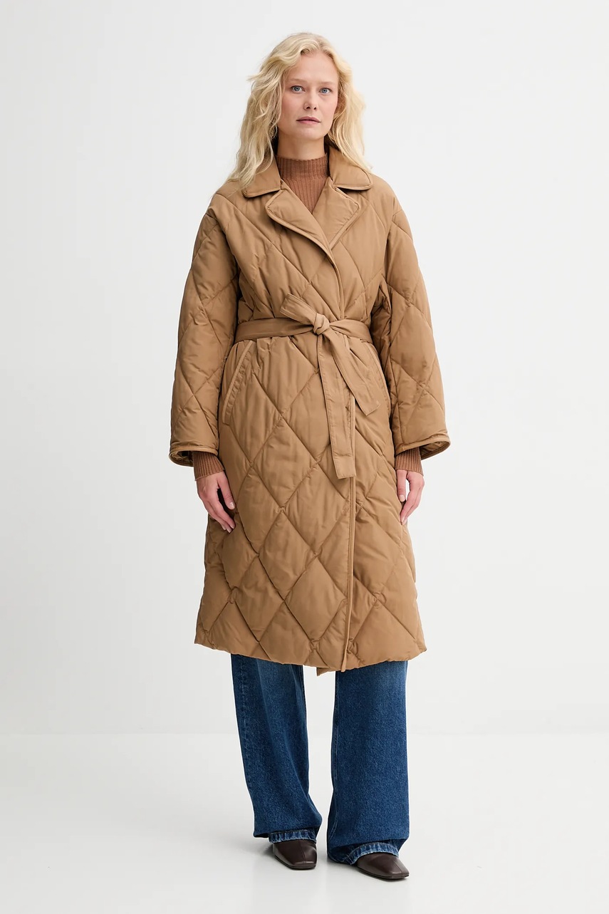 Levně Bunda Twinset hnědá barva, zimní, oversize, 252LI2CBB