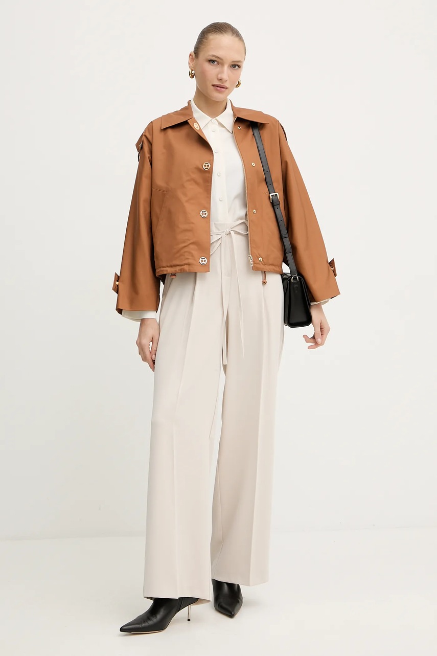 Куртка Twinset цвет коричневый демисезонная oversize 252TP2062