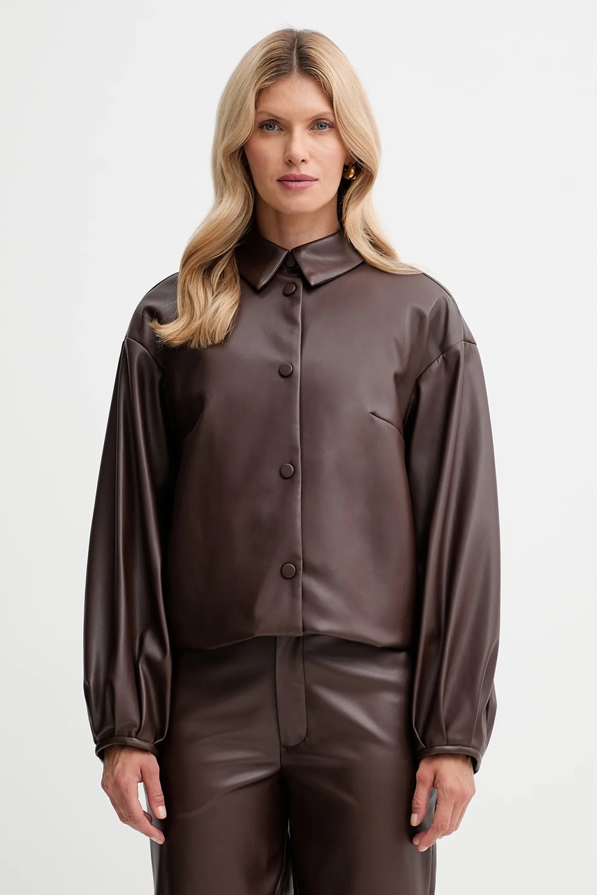 Levně Bunda Twinset hnědá barva, přechodná, oversize, 252TP2090