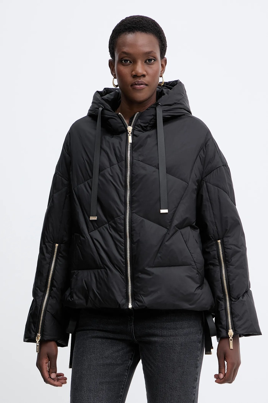 Levně Péřová bunda Twinset černá barva, zimní, oversize, 252TT2060