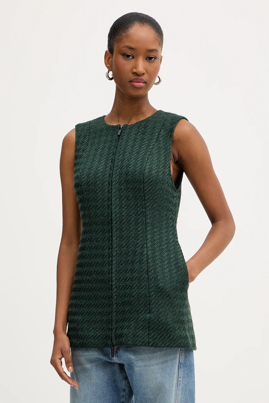 Armani Exchange vestă culoarea verde, un singur rand de nasturi, XW000717 AF16208