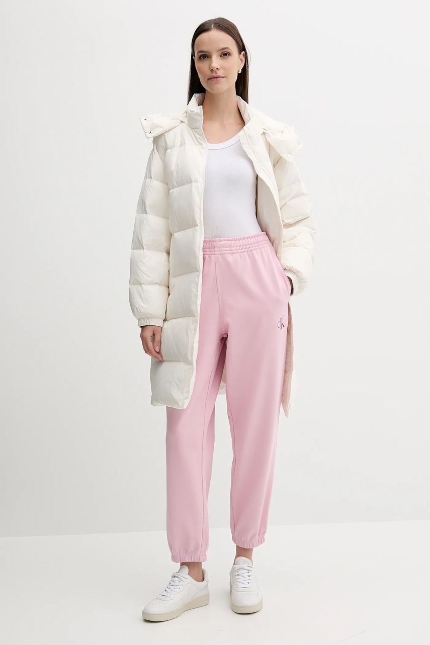 Пуховая куртка Calvin Klein Jeans цвет бежевый зимняя LV047D502G