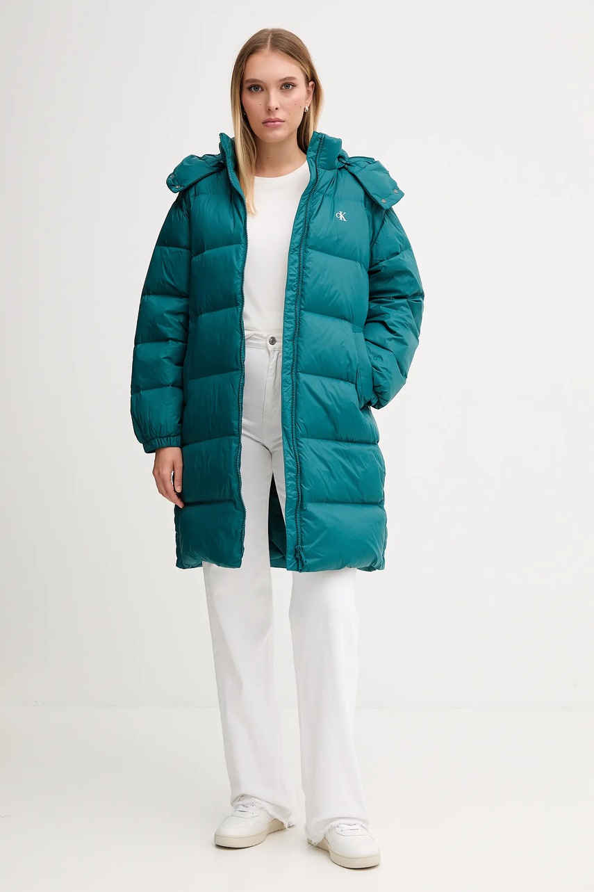 Пуховая куртка Calvin Klein Jeans цвет бирюзовый зимняя LV047D502G