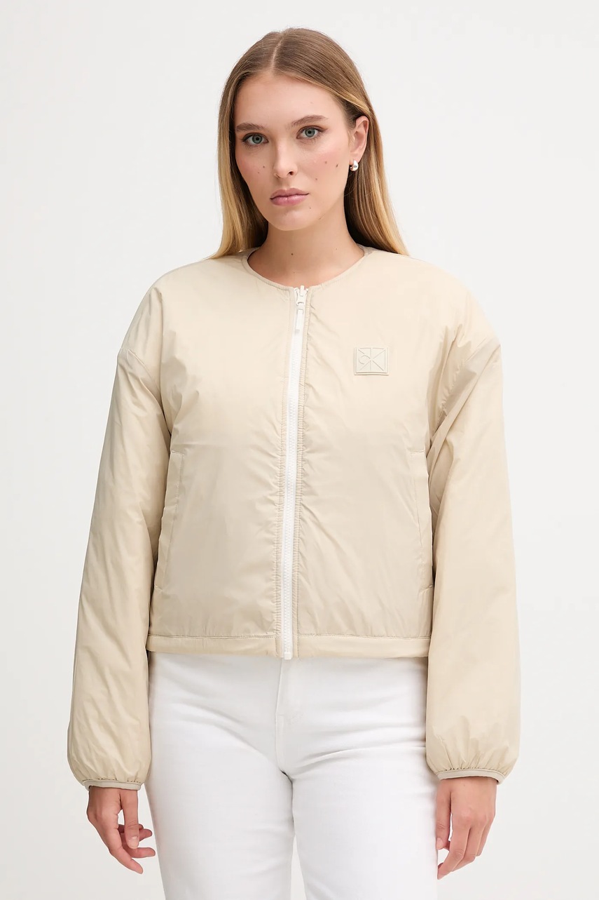 Двусторонняя куртка Calvin Klein Jeans цвет бежевый демисезонная oversize LV044D511G