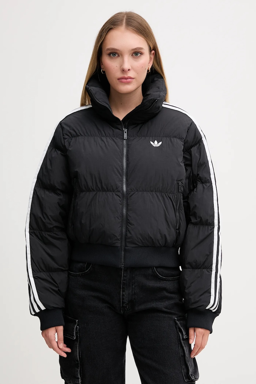 Levně Bunda adidas Originals Cropped Puffer černá barva, přechodná, JX2970