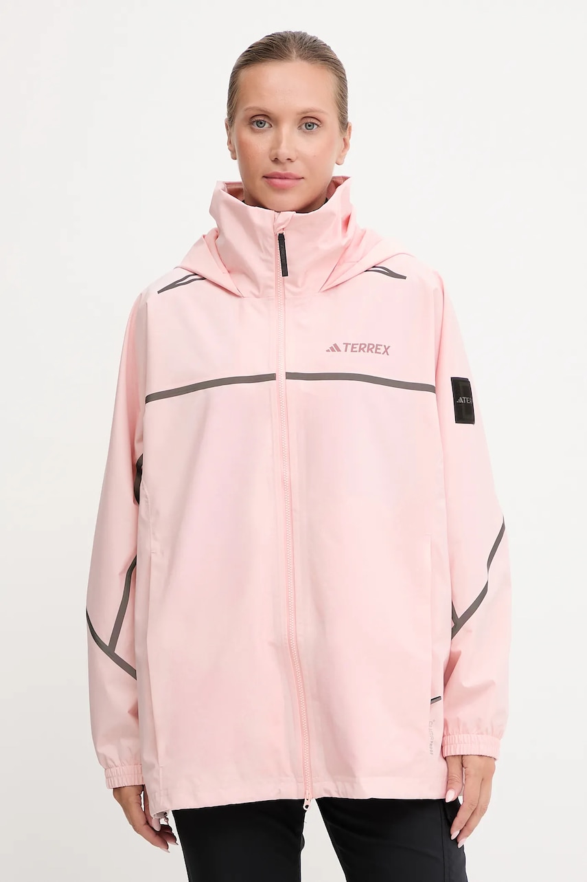 Levně Outdoorová bunda adidas TERREX růžová barva, KC2347