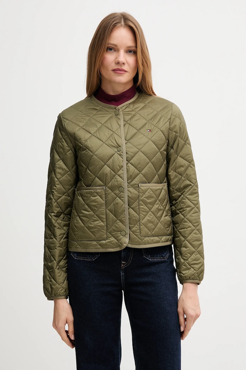 Levně Bunda Tommy Hilfiger zelená barva, přechodná, WW0WW47290