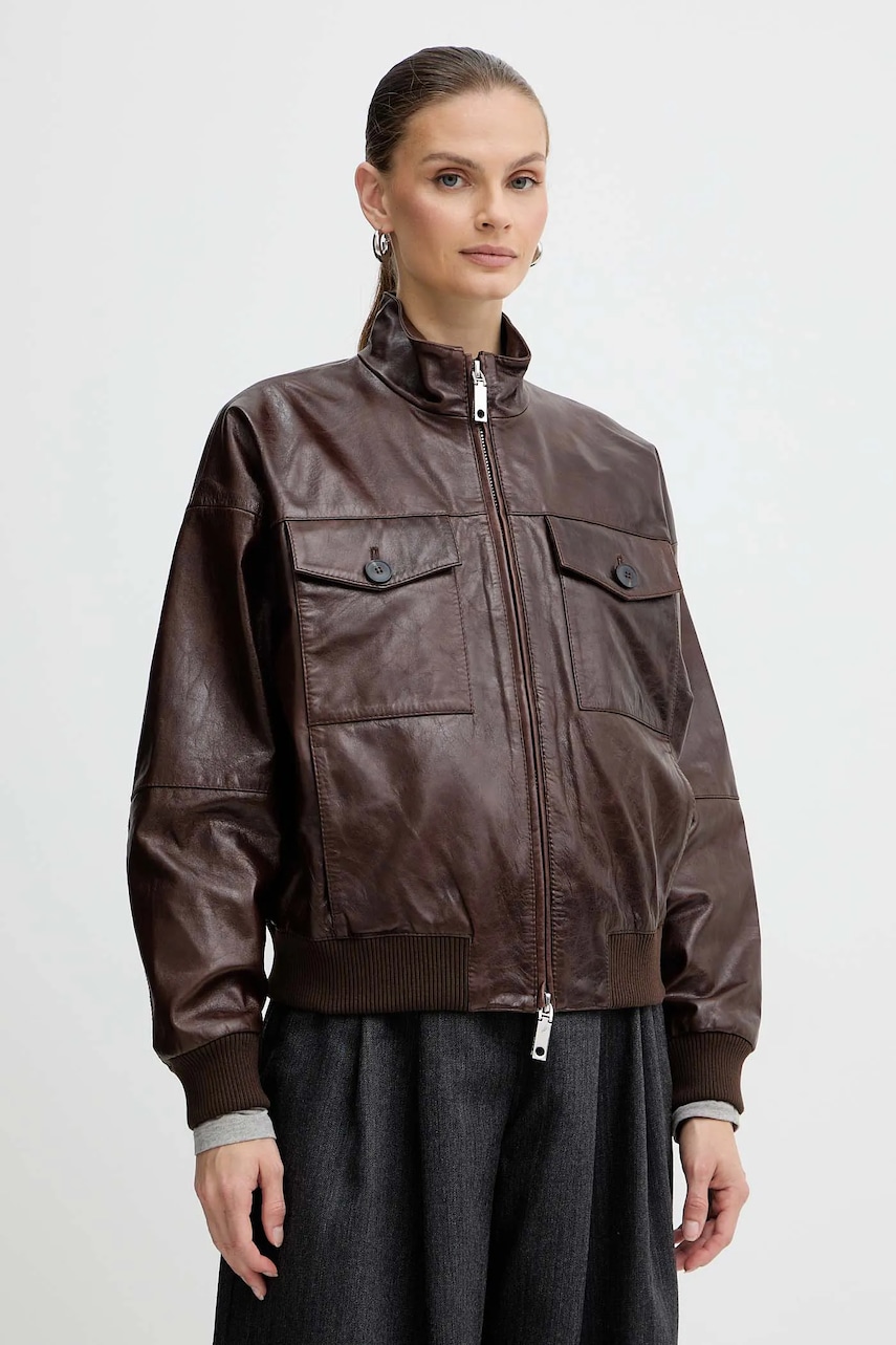 MAX&Co. geacă de piele culoarea maro, 2526446023200