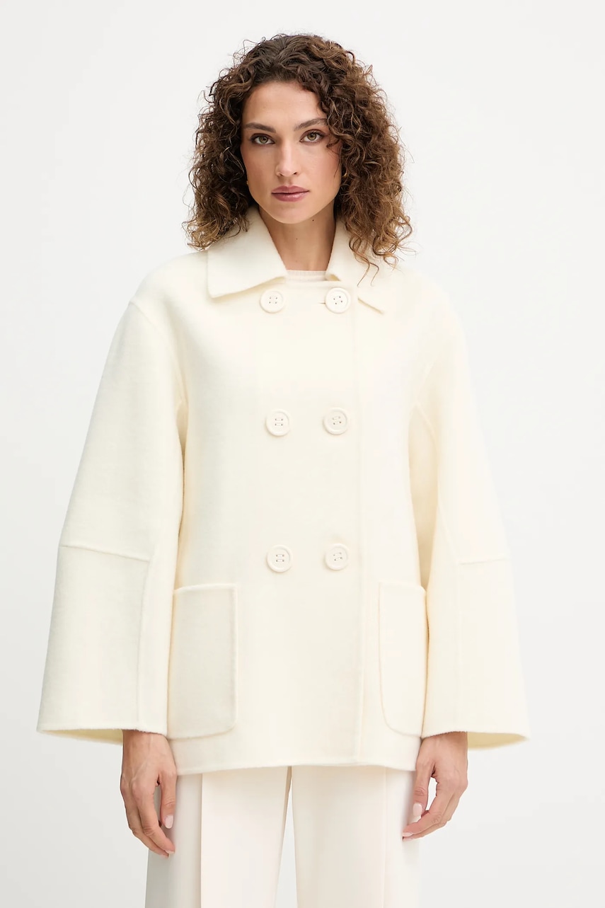 Luisa Spagnoli palton de lână culoarea bej, 542241