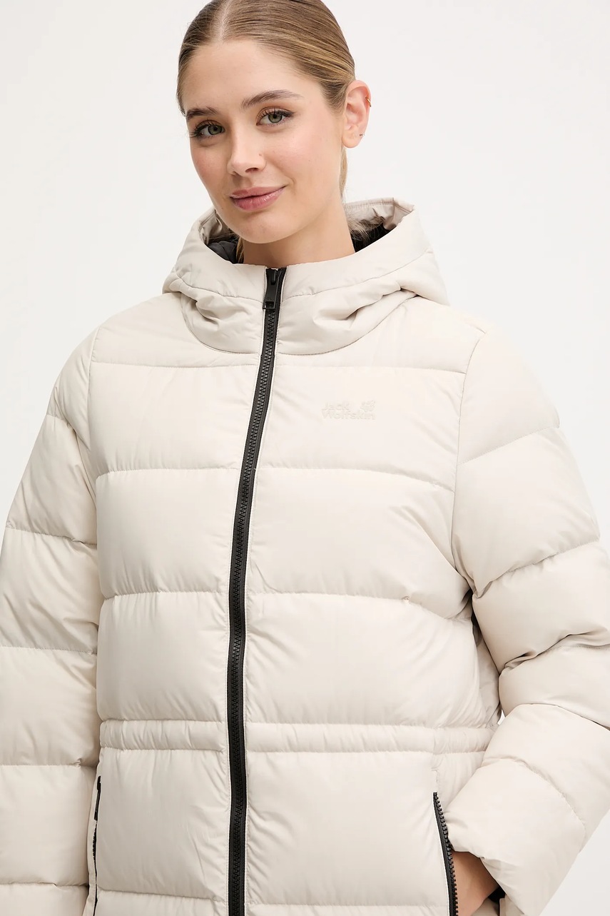 Μπουφάν με επένδυση από πούπουλα Jack Wolfskin FROZEN PALACE χρώμα: μπεζ, A65096 φωτογραφία