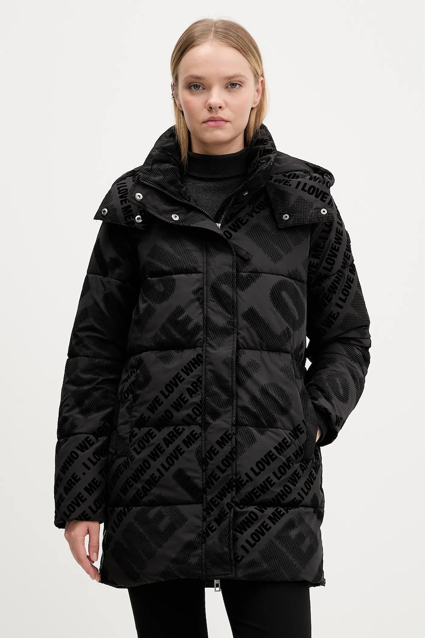 Desigual geacă CADERA FLOCK culoarea negru, de iarna, 25WWEW23