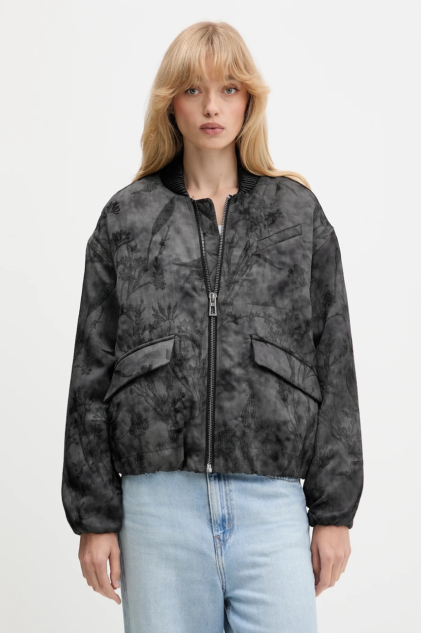 Desigual geacă bomber FANTASY culoarea negru, de tranziție, oversize, 25WWEW26