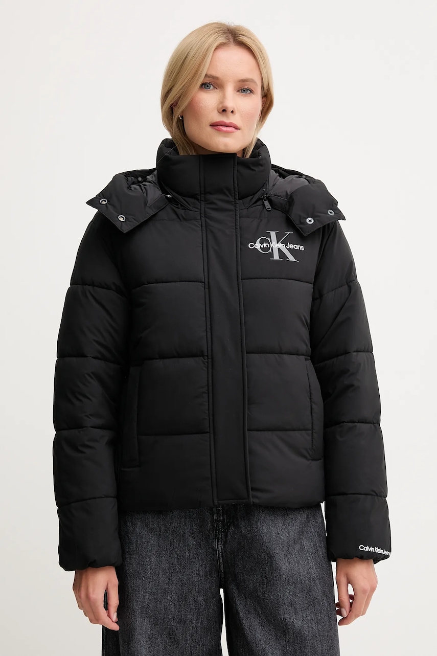 Levně Bunda Calvin Klein Jeans černá barva, přechodná, LV047D514G