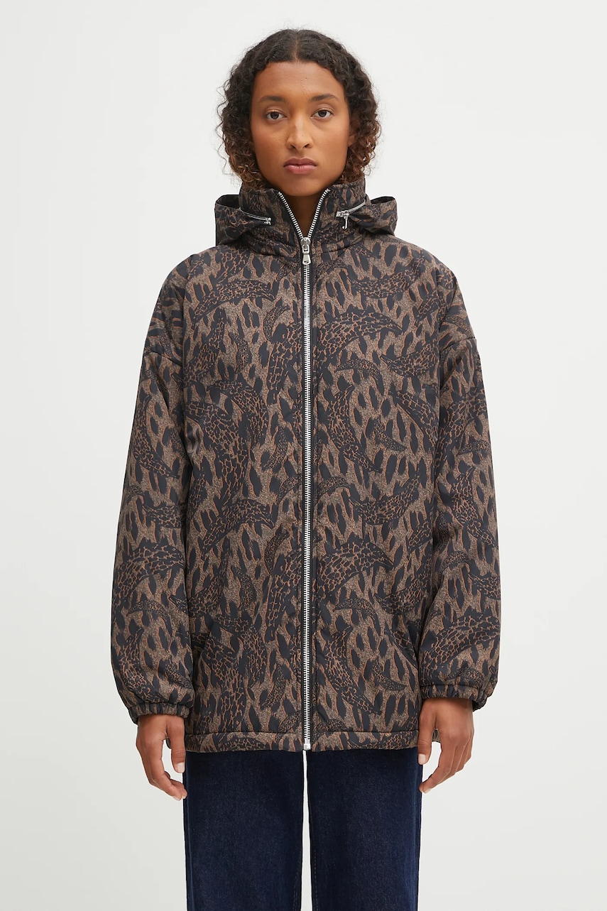 Fiorucci jacheta de bumbac Nylon Banimalier Print Zip Up culoarea maro, de tranziție, W02FPOJA440NY01BR01