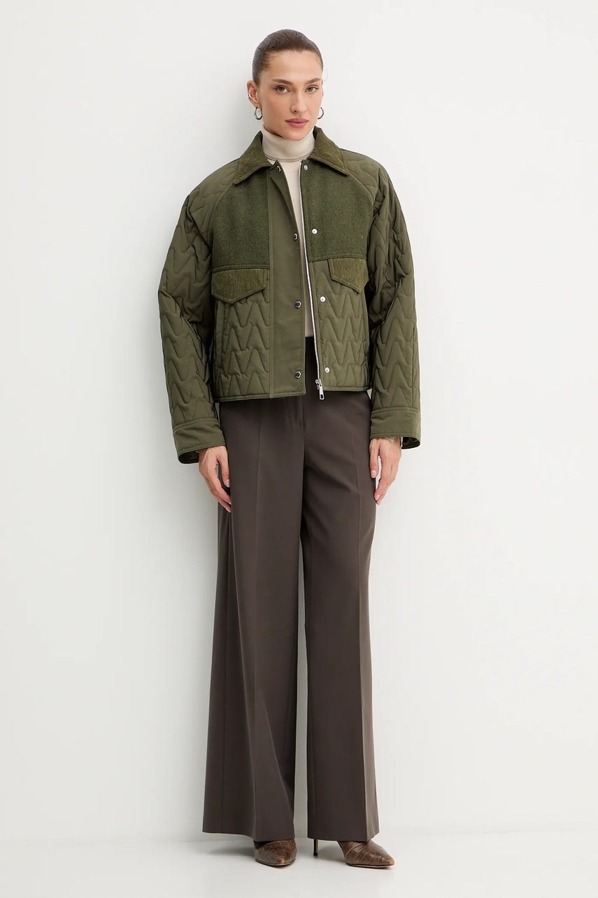 Куртка с добавлением шерсти BOSS Orange цвет зелёный демисезонная 50547326