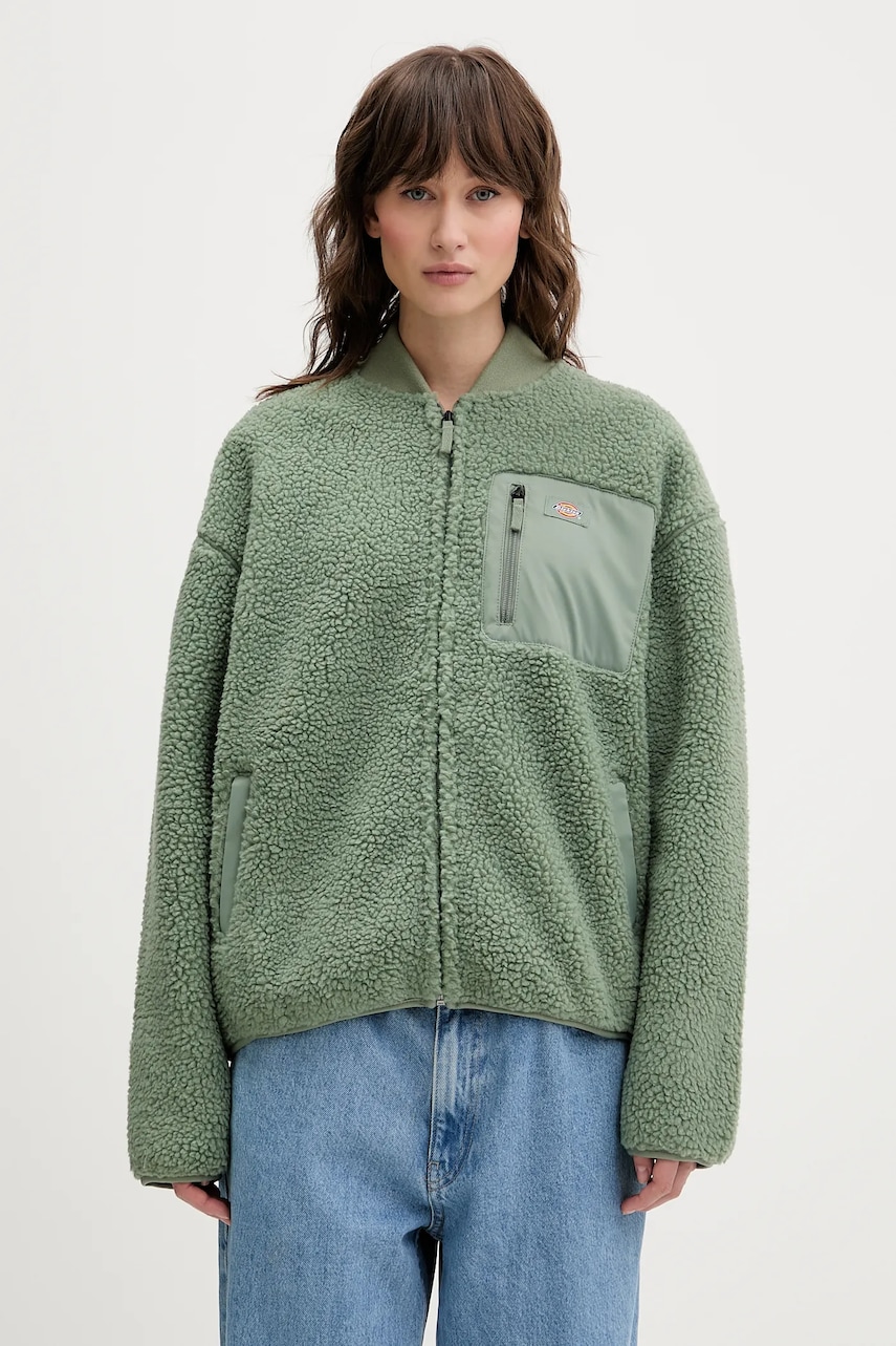 Dickies hanorac fleece culoarea verde, uni, DK0A88BN Dickies hanorac fleece culoarea verde, uni, DK0A88BN