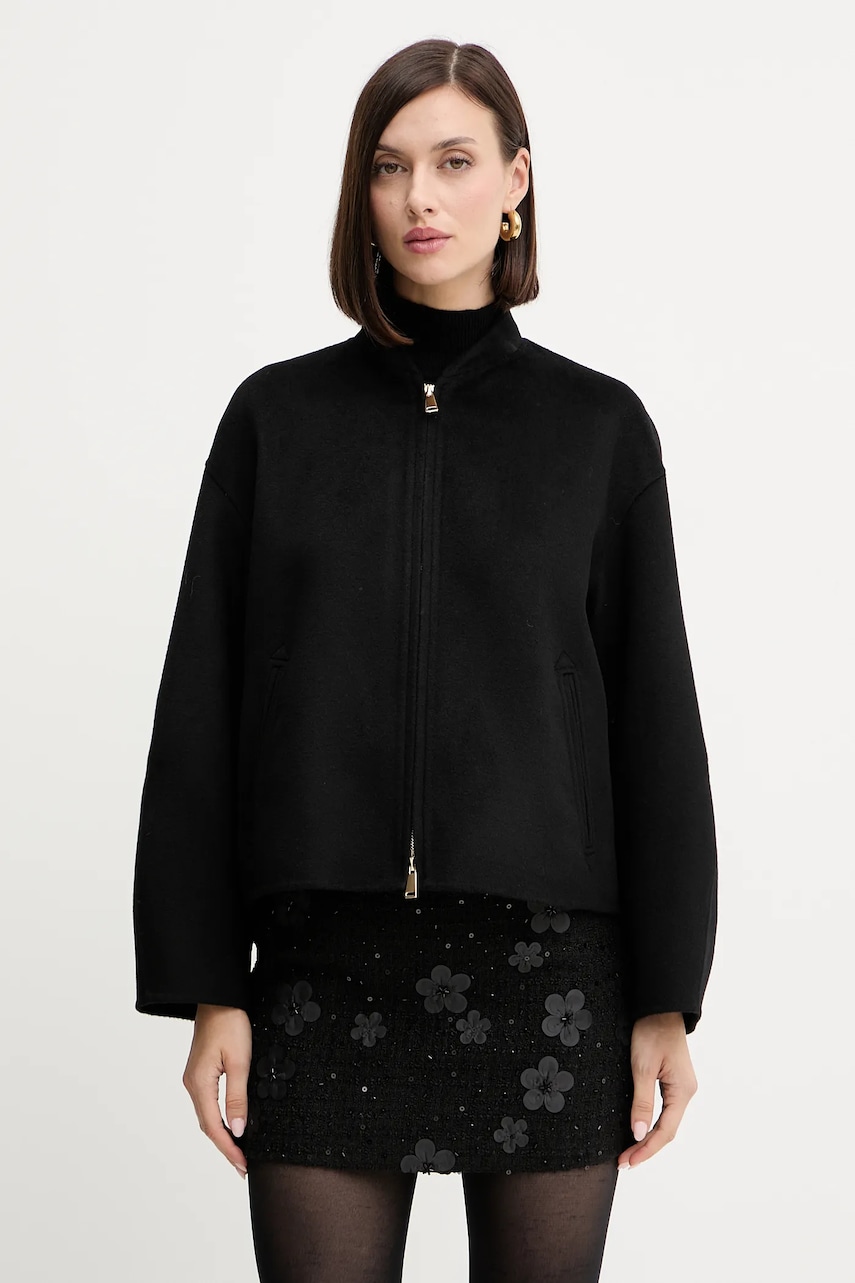 Marella geacă de lână culoarea negru, de tranziție, 2523086071200