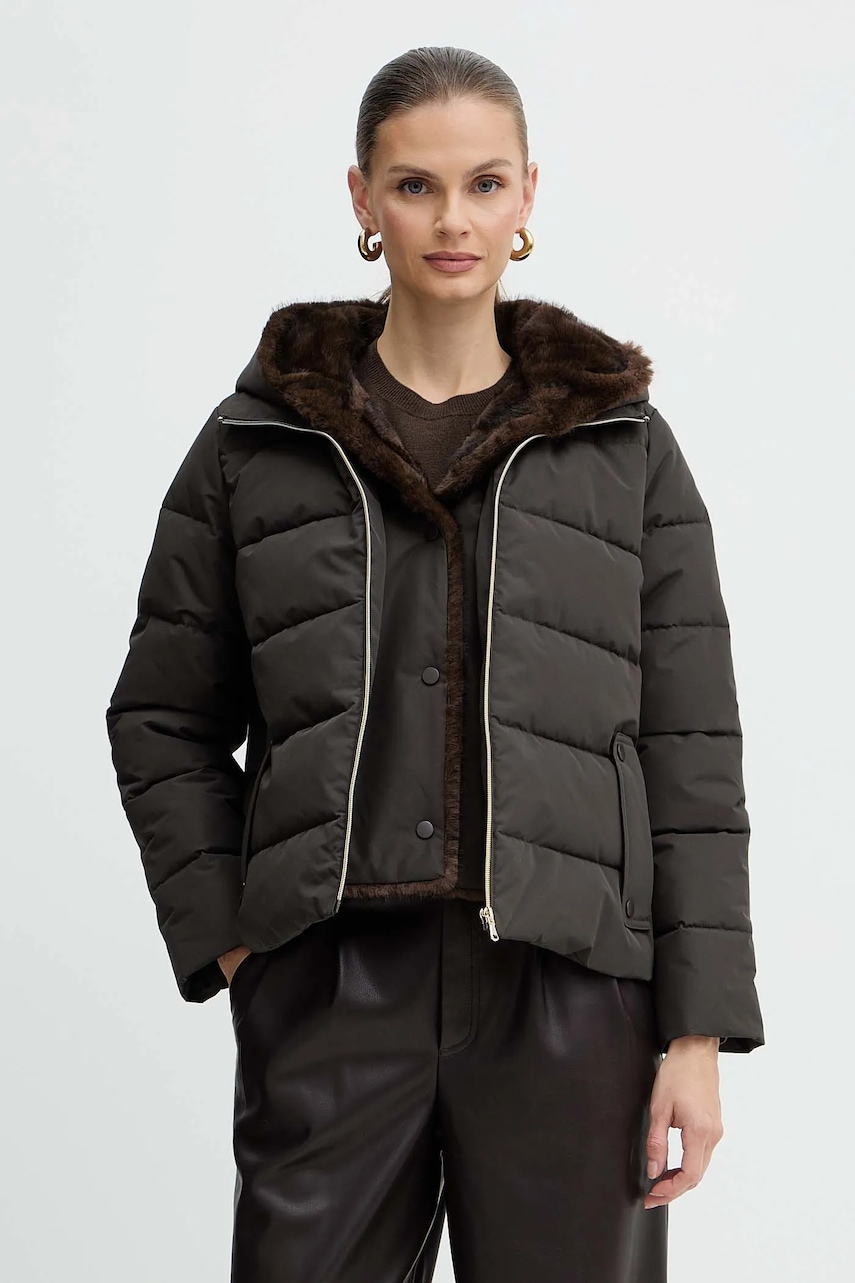 Levně Bunda Marella Emme by Marella hnědá barva, přechodná, oversize, 2525486062200
