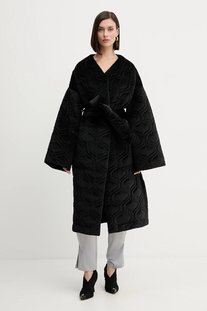 Charo Ruiz Ibiza jachetă de catifea culoarea negru, de tranziție, oversize, 257311