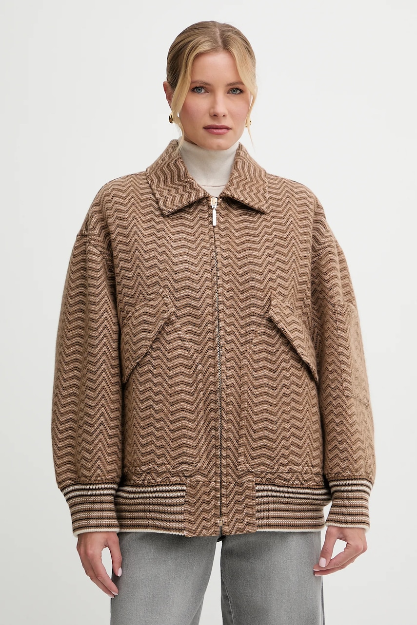 Missoni jachetă din amestec de lână culoarea maro, de tranziție, DS25WC1F.BC005R