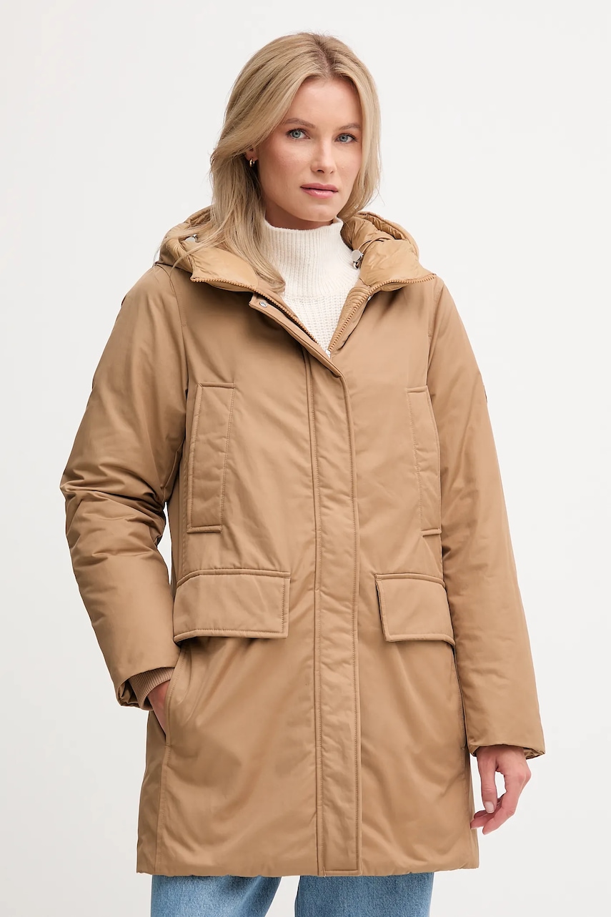 Levně Bunda Tommy Hilfiger hnědá barva, zimní, WW0WW46533