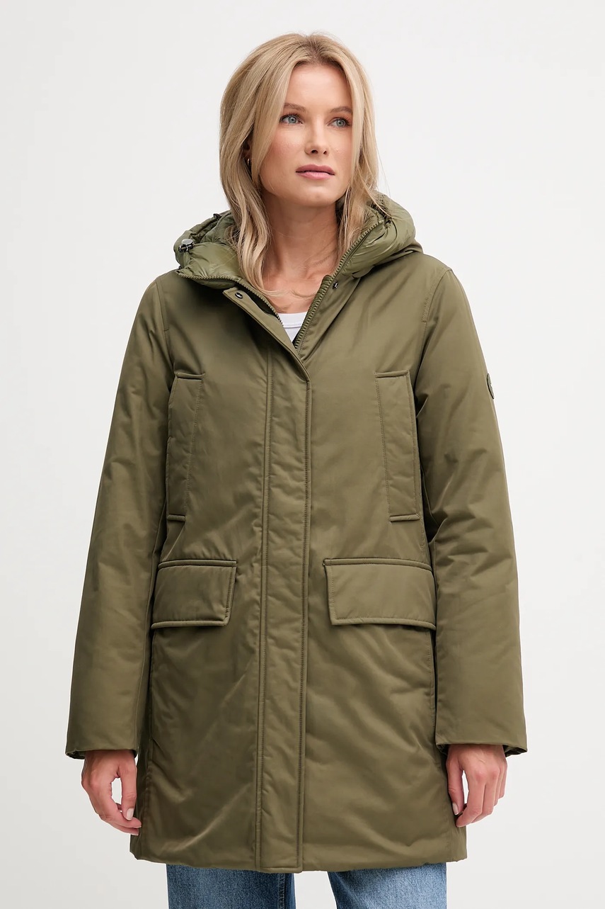 Levně Bunda Tommy Hilfiger zelená barva, zimní, WW0WW46533