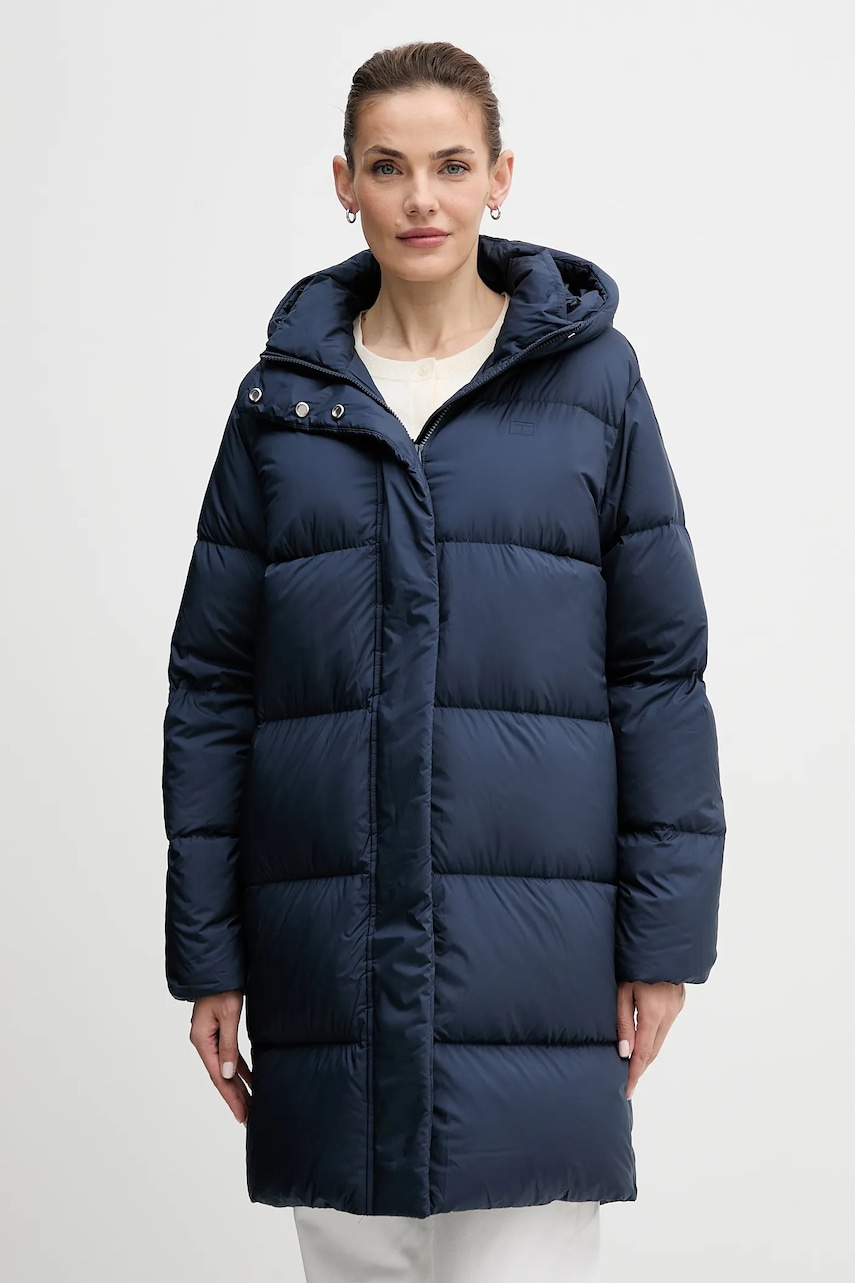Péřová bunda Tommy Hilfiger tmavomodrá barva, zimní, WW0WW46535