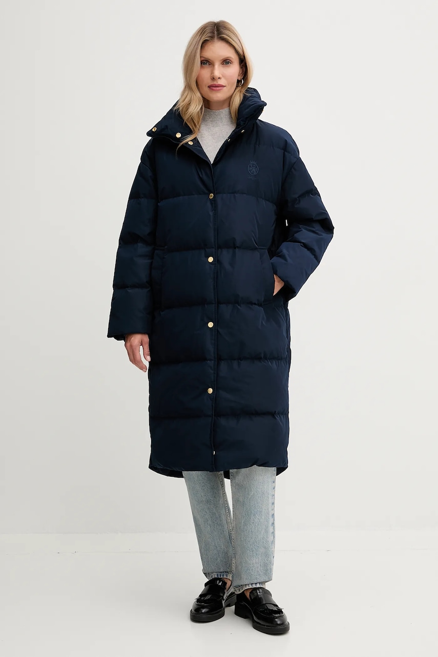 Levně Péřová bunda Tommy Hilfiger tmavomodrá barva, zimní, WW0WW47279