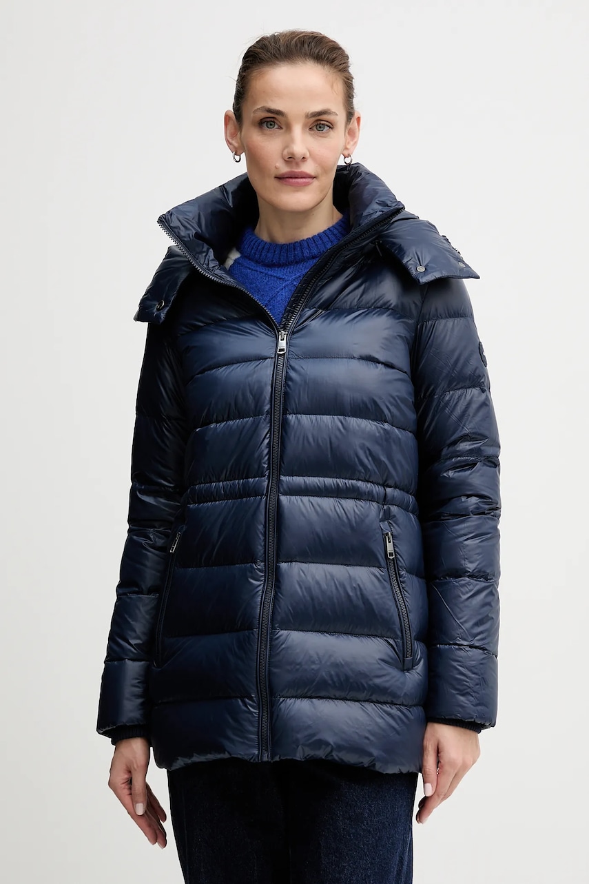 Péřová bunda Tommy Hilfiger tmavomodrá barva, přechodná, WW0WW47355