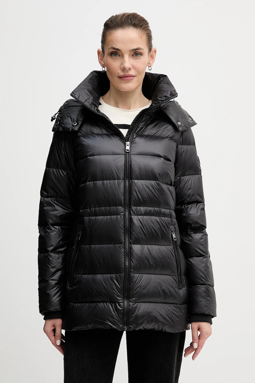 Péřová bunda Tommy Hilfiger černá barva, přechodná, WW0WW47355