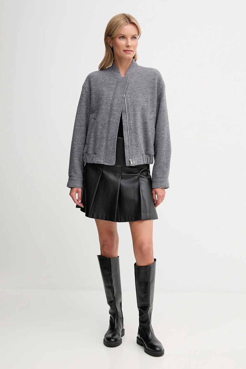 Куртка с добавлением шерсти Tommy Hilfiger цвет серый демисезонная WW0WW45724