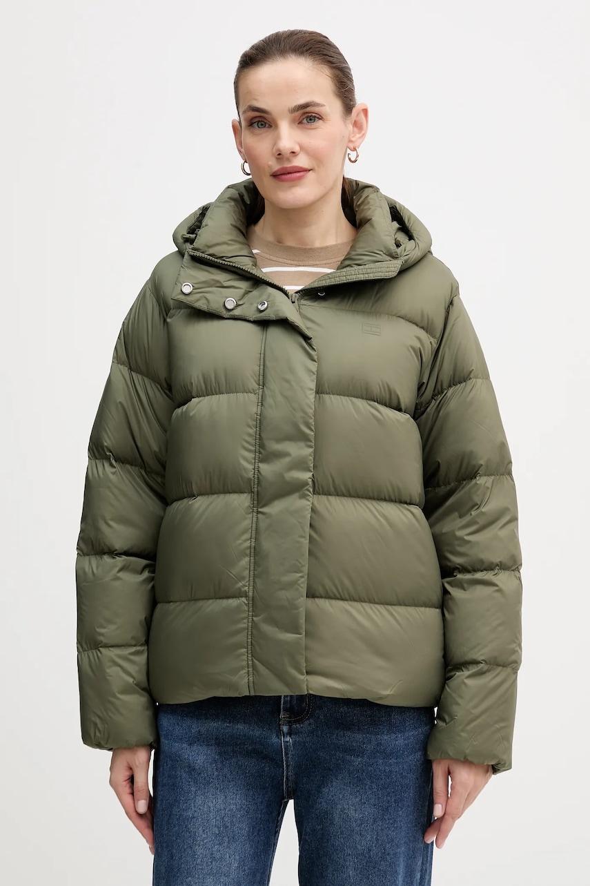 Péřová bunda Tommy Hilfiger zelená barva, zimní, WW0WW45739