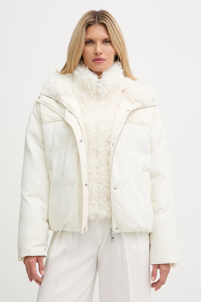 BOSS geacă culoarea bej, de iarna, oversize, 50546842