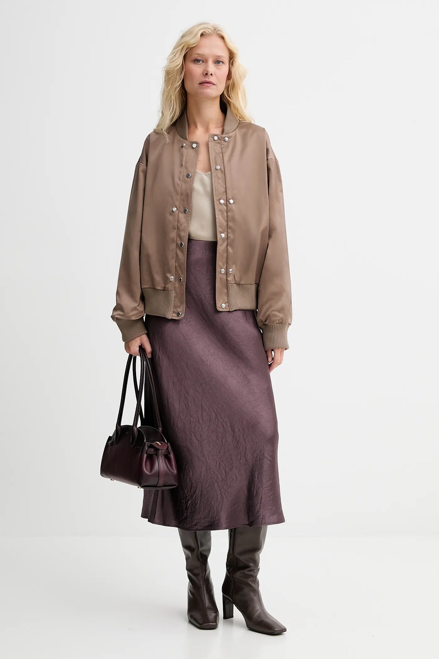 Куртка-бомбер BOSS цвет коричневый демисезонная oversize 50546846