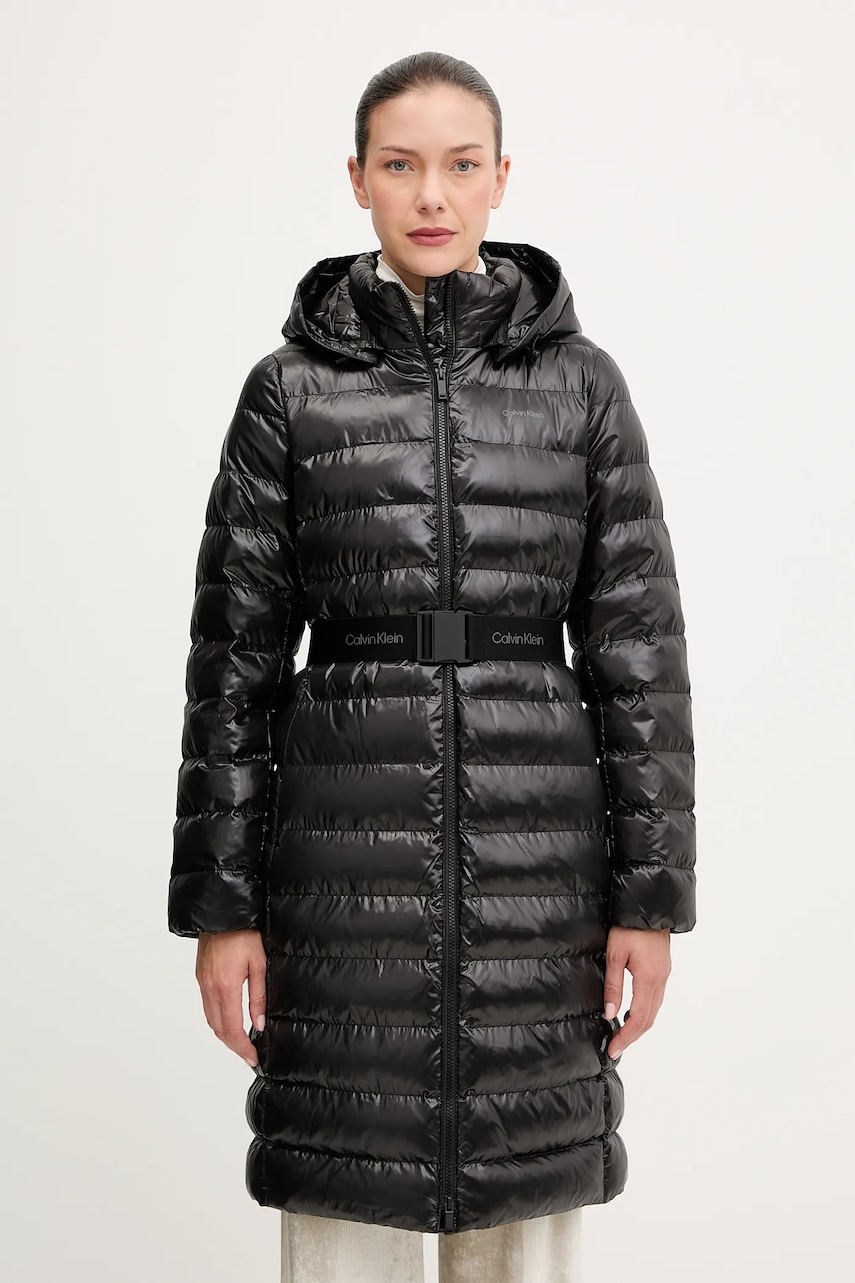 Levně Bunda Calvin Klein černá barva, zimní, LV044D543G
