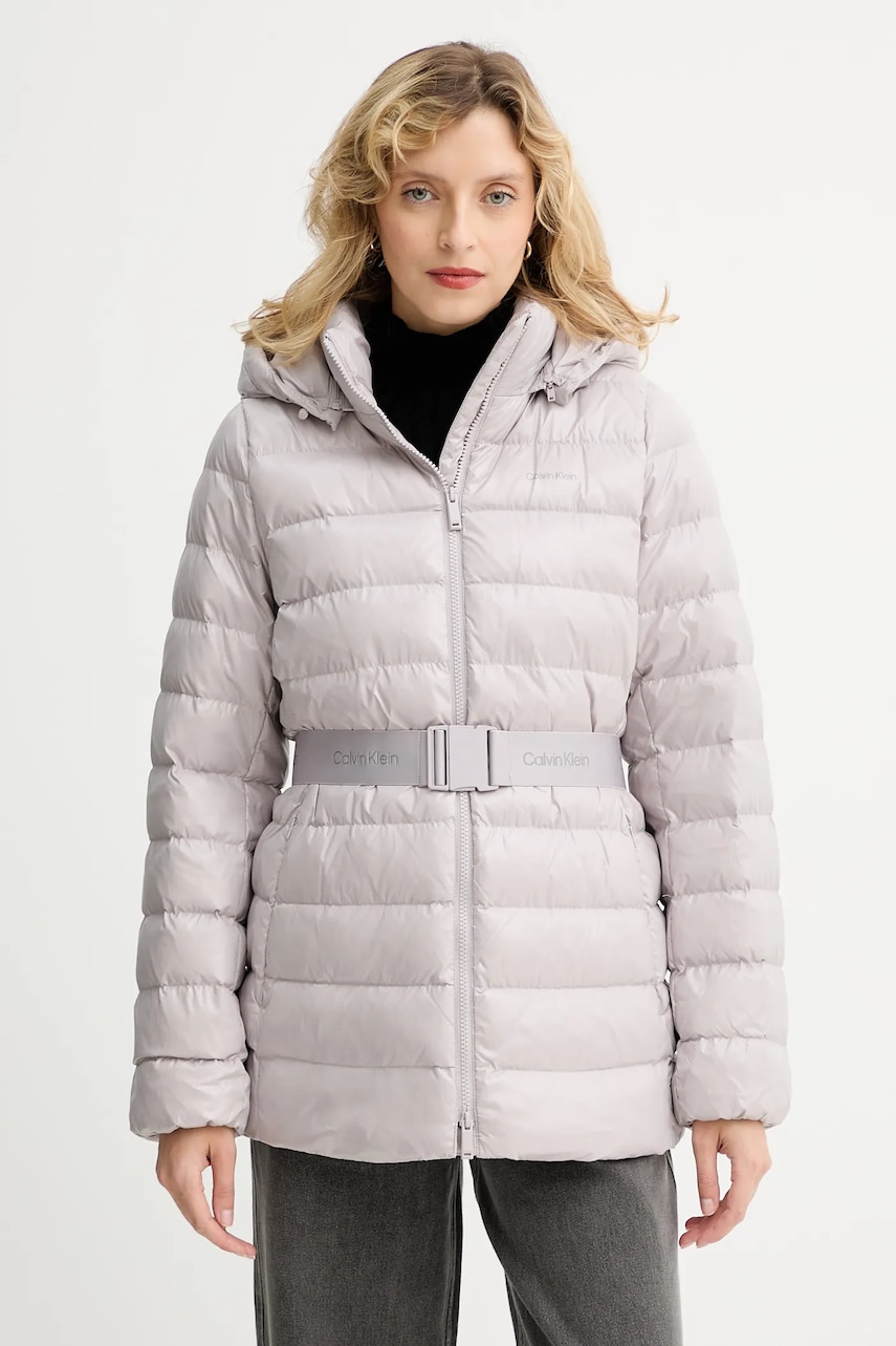 Levně Bunda Calvin Klein šedá barva, zimní, LV044D542G