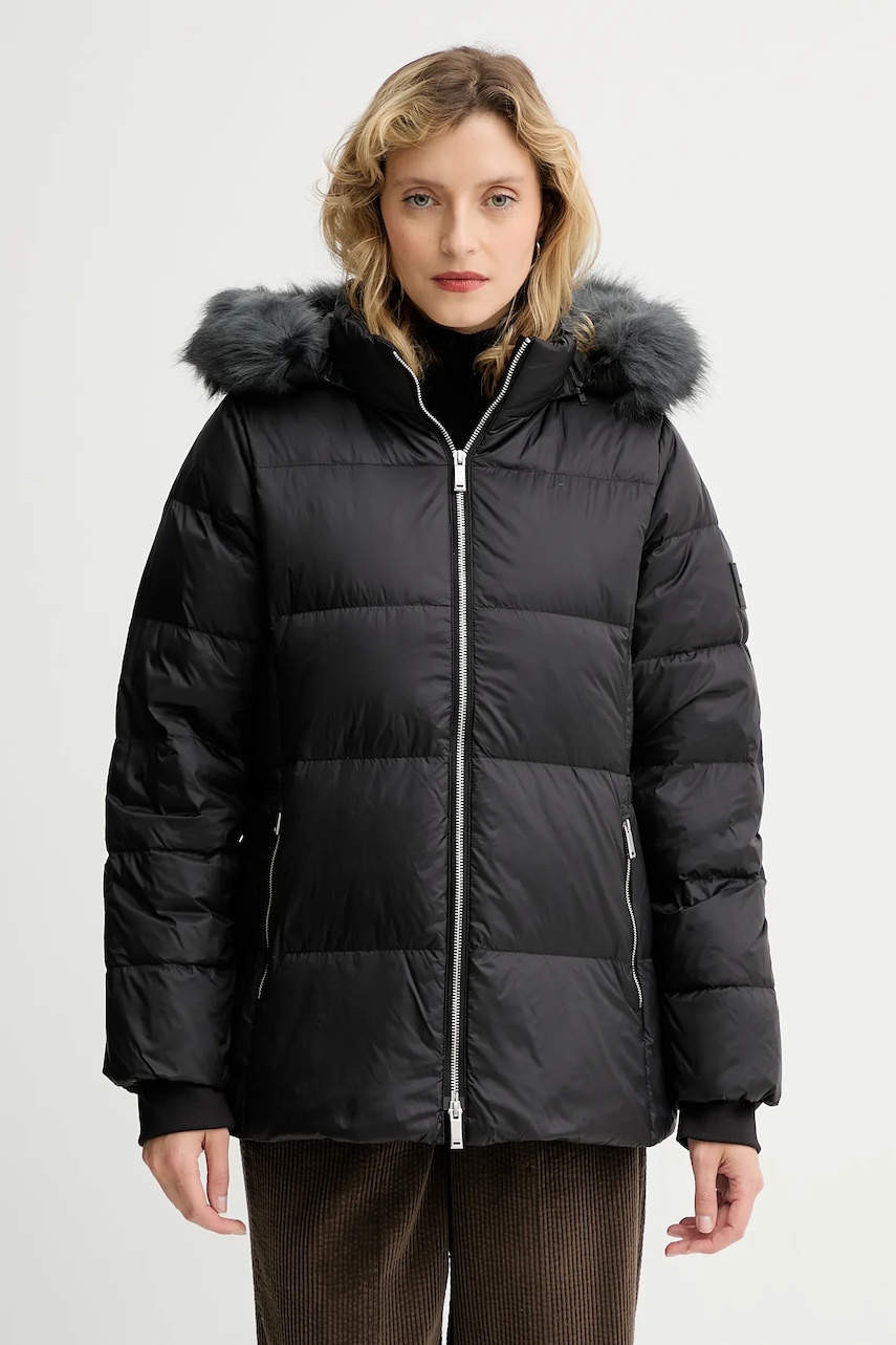 Péřová bunda Calvin Klein černá barva, zimní, LV044D544G