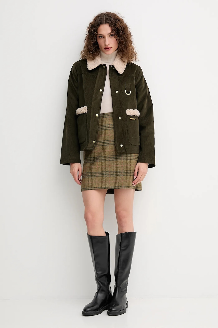 Вельветовая куртка Barbour TABITHA цвет зелёный демисезонная oversize LCA0366 Вельветовая куртка Barbour TABITHA цвет зелёный демисезонная oversize LCA0366