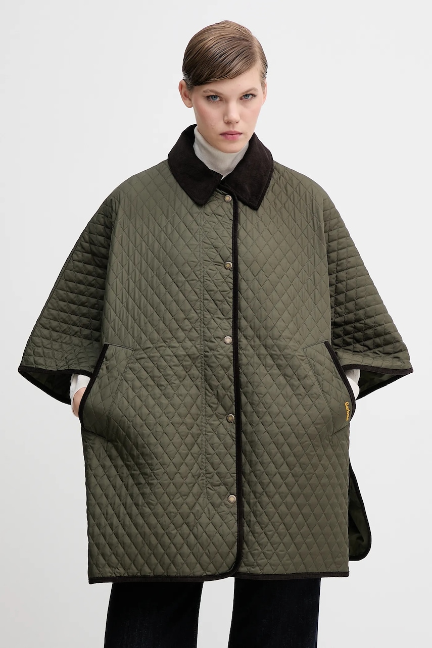 Barbour poncho OAKHAM culoarea verde, de tranzitie, oversize, LQU1857