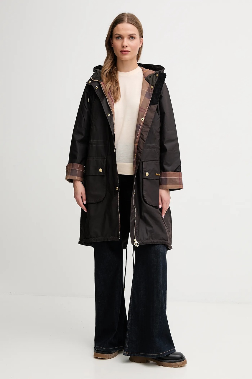 Вощеная парка Barbour MARCY цвет коричневый демисезонная oversize LWX1456