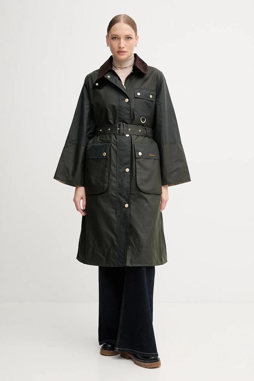 Levně Bavlněná bunda Barbour MILDA zelená barva, přechodná, LWX1486