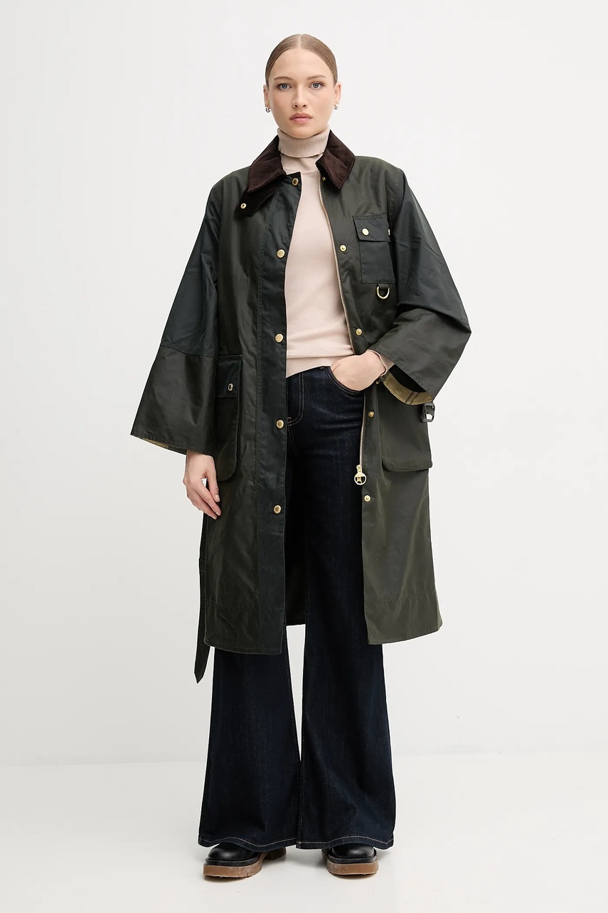 Хлопковая куртка Barbour MILDA цвет зелёный демисезонная LWX1486 Хлопковая куртка Barbour MILDA цвет зелёный демисезонная LWX1486