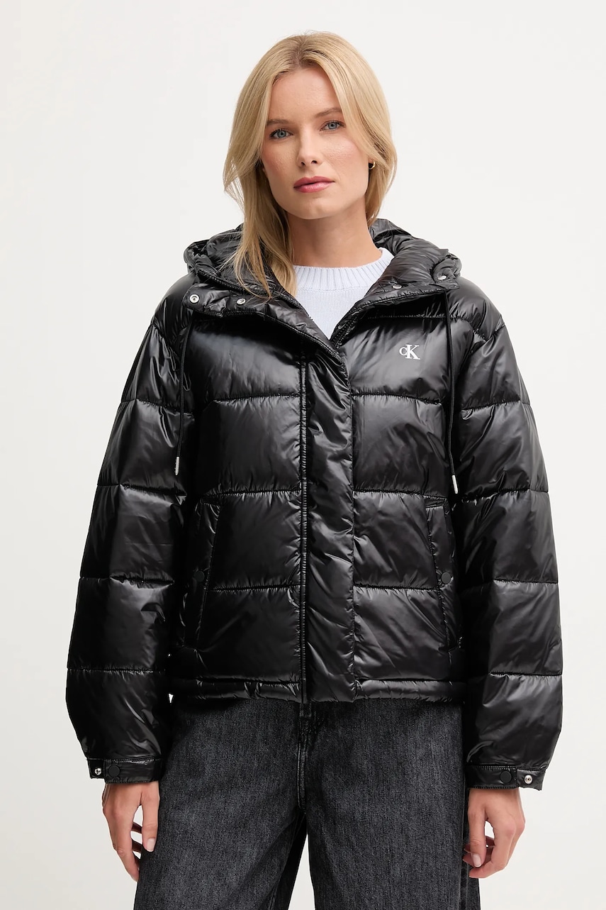 Levně Bunda Calvin Klein Jeans černá barva, přechodná, LV047D505G